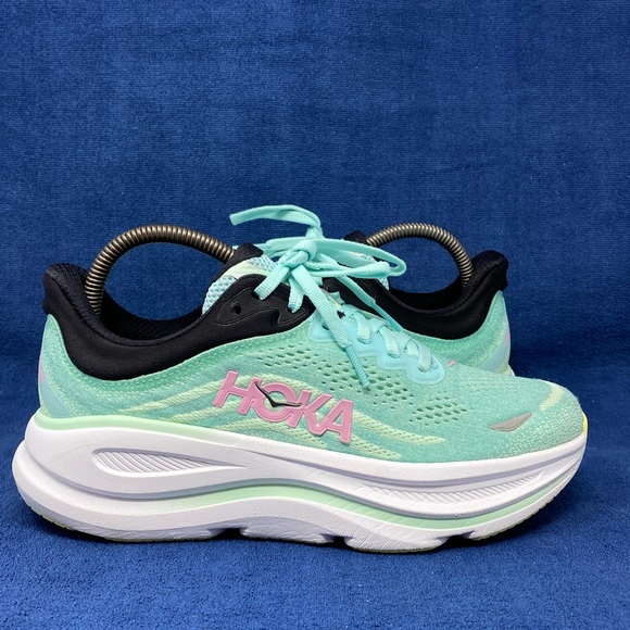 Hoka One One Bondi 9 Mint Green Women's Running Shoes Size 8 D Wide EXCELLENT - Picture 2 of 11